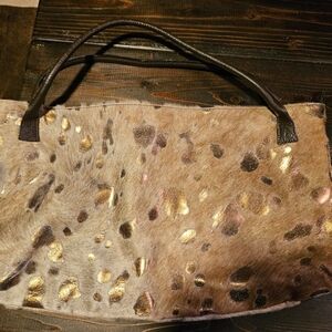 Leopard Print Tote Bag with Gold Accents
